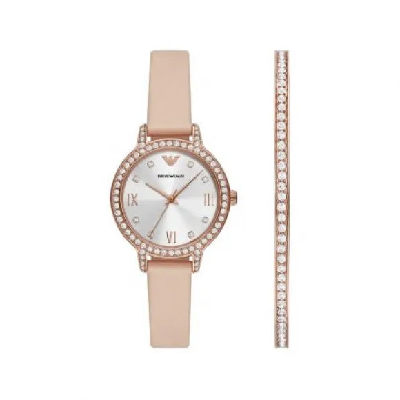 Emporio Armani 32 mm 不锈钢 石英机芯 女士 腕表 AR80069SET