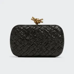 葆蝶家/Bottega Veneta 黑色 牛皮革 女士 knot晚装包 717622V2H411019
