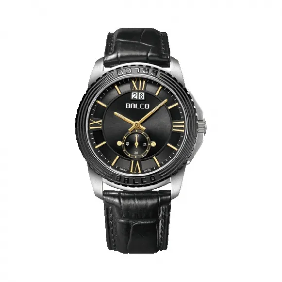 拜戈/Balco 不锈钢表壳 不锈钢圈口电黑色 旋入式后盖 Velocity series 石英机芯 男表 1190Q2994