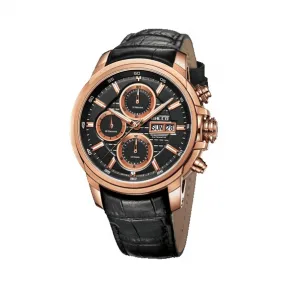 拜戈/Balco 316L精钢PVD玫瑰金色表壳、表圈 分体结构式表耳 竞速系列 自动机械机芯 男表 1241SA3316