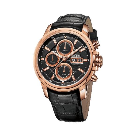 拜戈/Balco 316L精钢PVD玫瑰金色表壳、表圈 分体结构式表耳 竞速系列 自动机械机芯 男表 1241SA3316