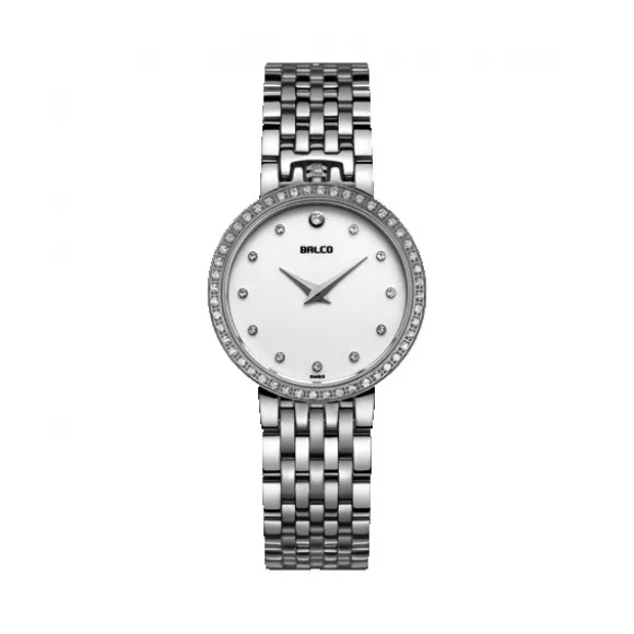 拜戈/Balco 不锈钢镶石表壳 表冠于12点位的特殊设计 真情系列 石英机芯 女表 3110Q2435