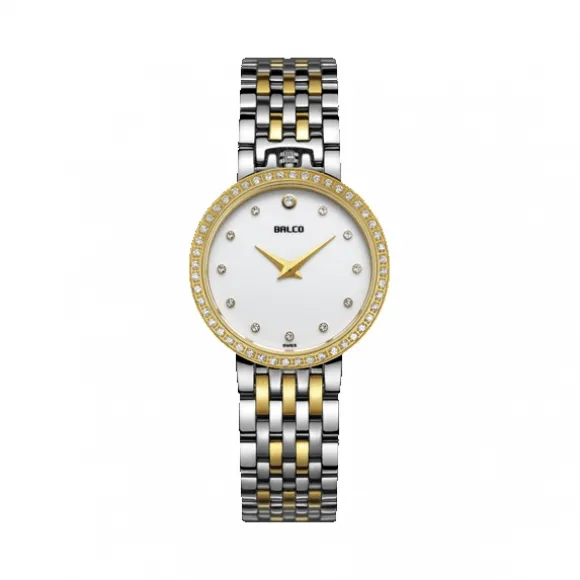拜戈/Balco 不锈钢镶石表壳电黄金 表冠于12点位的特殊设计 真情系列 石英机芯 女表 3130Q2435