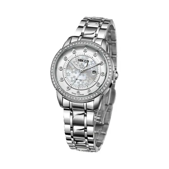 拜戈/Balco 不锈钢表壳 不锈钢镶石表圈 旋入式透视后盖   倾城 自动机械机芯 女表 3310AM3287