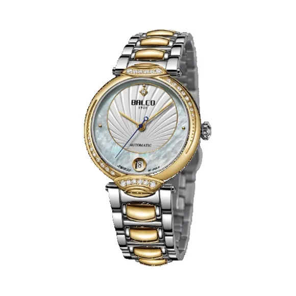 拜戈/Balco 316L精钢PVD金色镶石表壳 倾城系列 自动机械机芯 女表 3333AM3577M