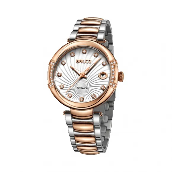 拜戈/Balco 316L精钢PVD玫瑰金色表壳 316L精钢PVD玫瑰金色镶石表圈 倾城系列 自动机械机芯 女表 3340AM3567M