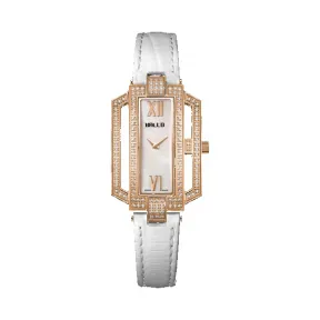 拜戈/Balco 不锈钢镶石表壳电玫瑰金 螺丝锁紧后盖 倾城系列 石英机芯 女表 3343Q2882