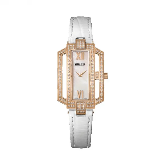 拜戈/Balco 不锈钢镶石表壳电玫瑰金 螺丝锁紧后盖 倾城系列 石英机芯 女表 3343Q2882