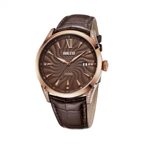 拜戈/Balco 316L精钢表壳 316L精钢表圈包18K玫瑰金 表耳镶真钻石 PVD玫瑰金色镶钻位  慧智金-尚品系列 自动机械机芯 男表 7578AM3536M