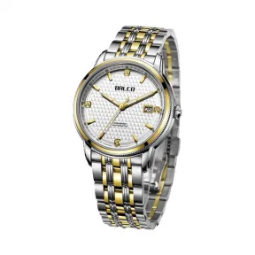 拜戈/Balco 不锈钢表壳 不锈钢表圈包金 旋入式透视后盖   慧智金-尚品系列 自动机械机芯 男表 7677AM3306