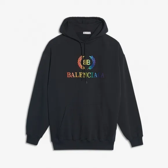 巴黎世家/Balenciaga 黑色 彩虹BB连帽衫 12310075bd