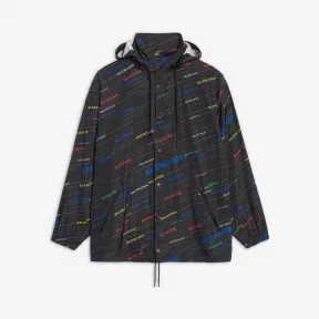 巴黎世家/Balenciaga ‎男士‎ ‎黑色 / 多彩色 ‎ ‎条纹品牌标识雨衣 ‎ | Balenciaga 571773-TEL17-2771