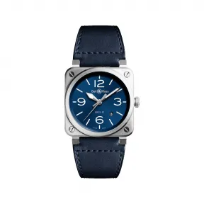 柏莱士/Bell&ross Instruments 系列 42MM 缎光修饰的抛光精钢 自动机械机芯 男表 BR0392-BLU-ST-SCA