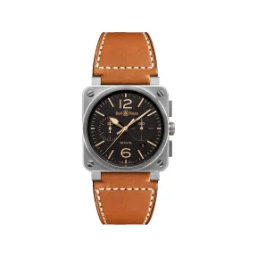 柏莱士/Bell&ross Instruments 系列 42MM 缎面打磨精钢表壳 自动机械机芯 男表 BR0394-ST-G-HE-SCA