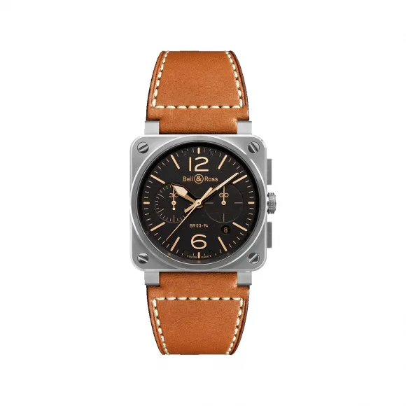 柏莱士/Bell&ross Instruments 系列 42MM 缎面打磨精钢表壳 自动机械机芯 男表 BR0394-ST-G-HE-SCA