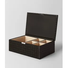 葆蝶家/Bottega Veneta 深咖啡色INTRECCIATO编织小羊皮首饰盒 114628V00132006