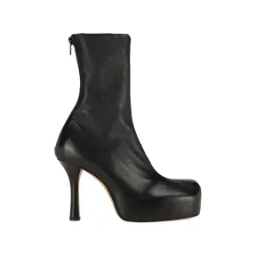葆蝶家/Bottega Veneta 黑色 BV 粗跟中跟靴 20A631934VBP40