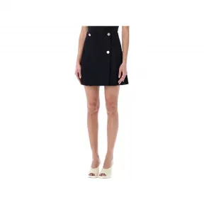 葆蝶家/Bottega Veneta 黄色 纽扣细节褶裥羊毛迷你裙 22P688744V0B20