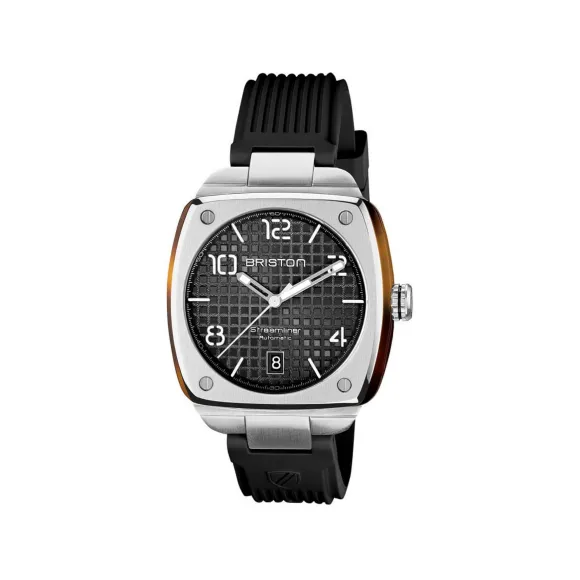布里斯顿/briston 40 x 40 MM 醋酸酯 玳瑁纹和 拉丝钢表圈 自动机械机芯 男表 23640.S.T.1