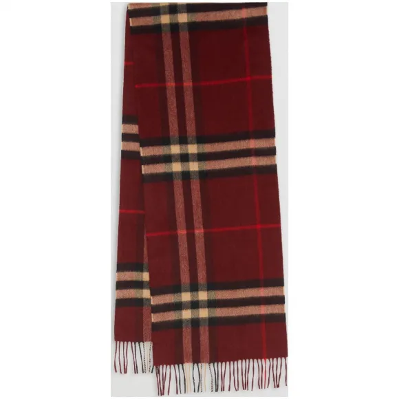 博百利/Burberry 女士 经典格纹羊绒围巾 (深红色格纹)  38267541