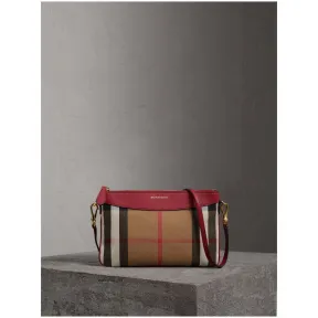 博百利/Burberry 女士 House 格纹拼皮革手拿包 (军红色) 39753681