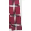 博百利/Burberry  轻盈格纹丝毛混纺围巾 (梅红色格纹)  39948371