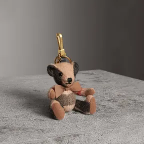 博百利/Burberry  格纹羊绒 Thomas 泰迪熊吊饰 (驼色)  39976401