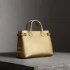 博百利/Burberry 女士 The Banner - 中号 House 格纹拼皮革班纳手袋 (金色) 40043721