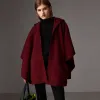 博百利/Burberry 女士 羊毛混纺连帽斗篷 (深红色) 40210591