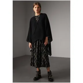 博百利/Burberry 女士 双面两用格纹美利奴羊毛披肩 (炭灰色) 40294041