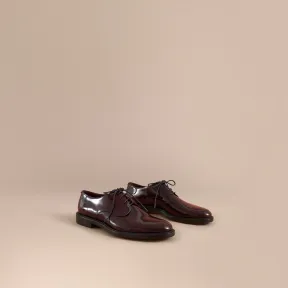 博百利/Burberry 男士 亮泽皮革德比鞋 (铁锈红) - 男士  40539901