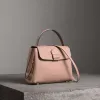 博百利/Burberry 女士 小号粒纹皮革拼 House 格纹托特包 (浅兰花色) 40611691
