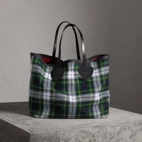 博百利/Burberry  The Giant - 双面两用苏格兰格纹棉质吉安特包 (墨蓝色 / 军红色)  40696111