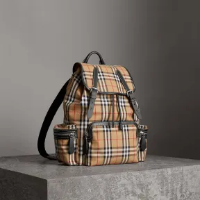 博百利/Burberry  The Rucksack - 大号 Vintage 格纹军旅背包 (古典黄色)  40697481