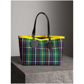 博百利/Burberry  The Giant - 中号双面两用苏格兰格纹棉质吉安特包 (森林绿 / 深海军蓝)  406976