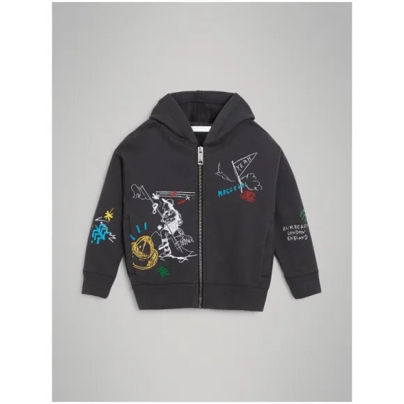 博百利/Burberry  冒险印花拉链连帽衫 (炭灰色)  40713021