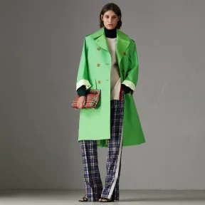 博百利/Burberry 女士 接合棉质双排扣大衣 (亮颜料绿) 40713751