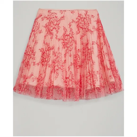 博百利/Burberry  褶饰蕾丝半裙 (浅杏色 / 珊瑚色)  40721921