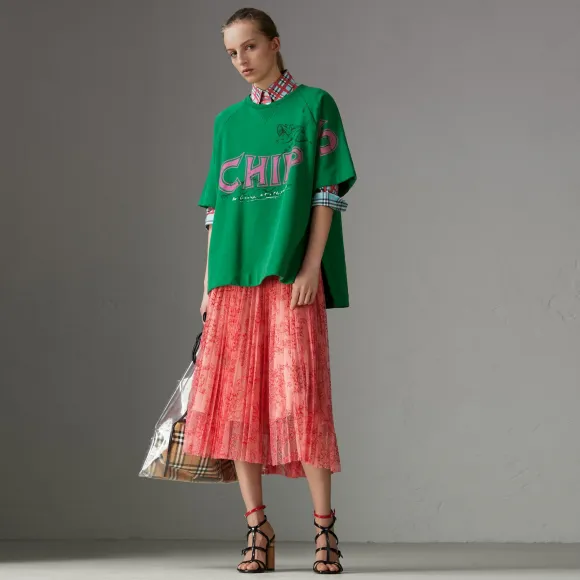 博百利/Burberry  褶饰蕾丝半裙 (浅杏色 / 珊瑚色)  40722661