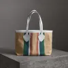 博百利/Burberry 女士 The Giant - 中号条纹黄麻吉安特包 (粉笔白) 40724971