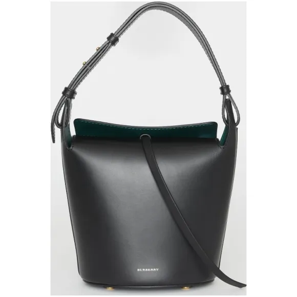 博百利/Burberry 女士 The Bucket - 小号皮革水桶包 (黑色) 40729321