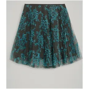 博百利/Burberry  褶饰蕾丝半裙 (亮蓝色 / 灰褐色)  40732461