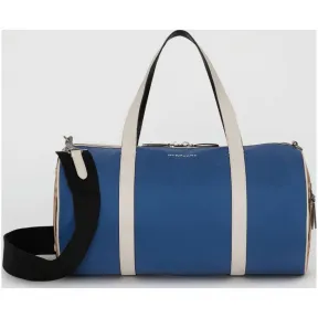 博百利/Burberry 男士 中号拼色 Vintage 格纹圆筒旅行袋 (深帆布蓝) - 男士  40743781