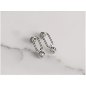 博百利/Burberry 女士 水晶吊饰镀钯金吊坠耳环 (钯金色 / 水晶色) 40752681