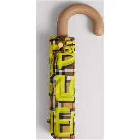 博百利/Burberry  涂鸦 Vintage 格纹折叠雨伞 (黄色)  40753131