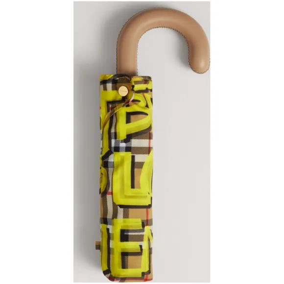 博百利/Burberry  涂鸦 Vintage 格纹折叠雨伞 (黄色)  40753131