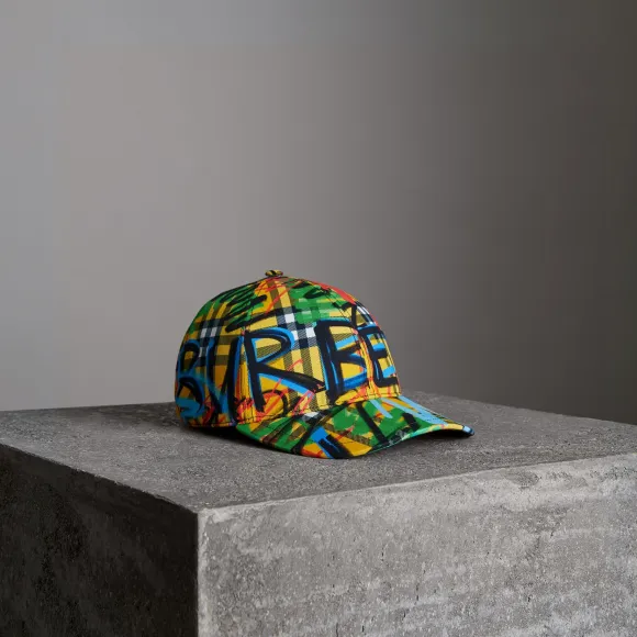 博百利/Burberry  涂鸦格纹棒球帽 (琥珀黄)  40753501