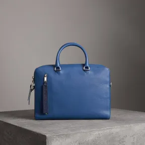 博百利/Burberry 男士 粒纹皮革公文包 (亮青蓝色) - 男士  40755341