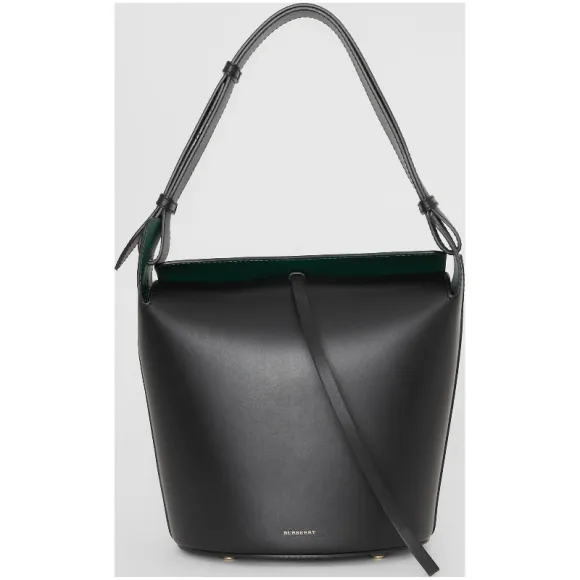 博百利/Burberry 女士 The Bucket - 中号皮革水桶包 (黑色) 40758901