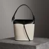 博百利/Burberry 女士 The Bucket - 大号棉麻混纺拼皮革水桶包 (黑色) 40759021
